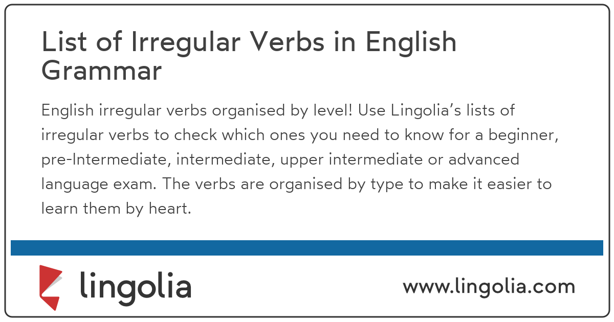 list of common english irregular verbs