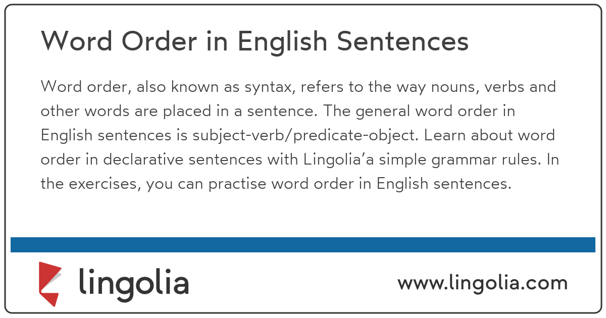 Word Order In English Sentences