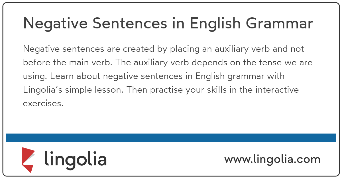 Negative Sentences In English Grammar Exercises